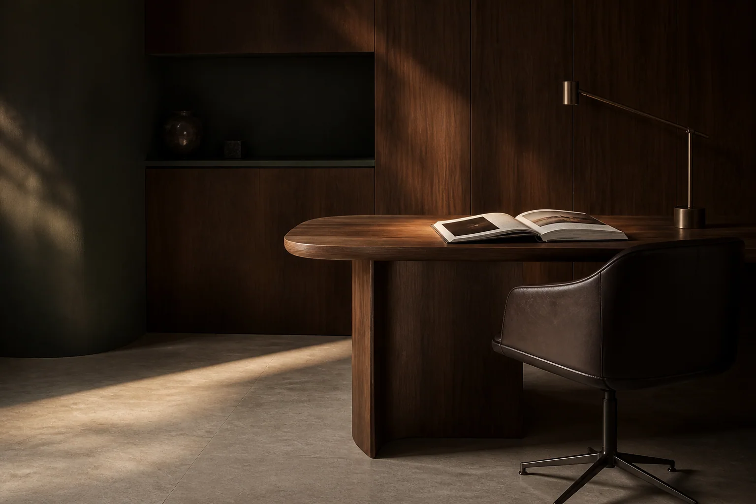 Nara sculptural walnut desk